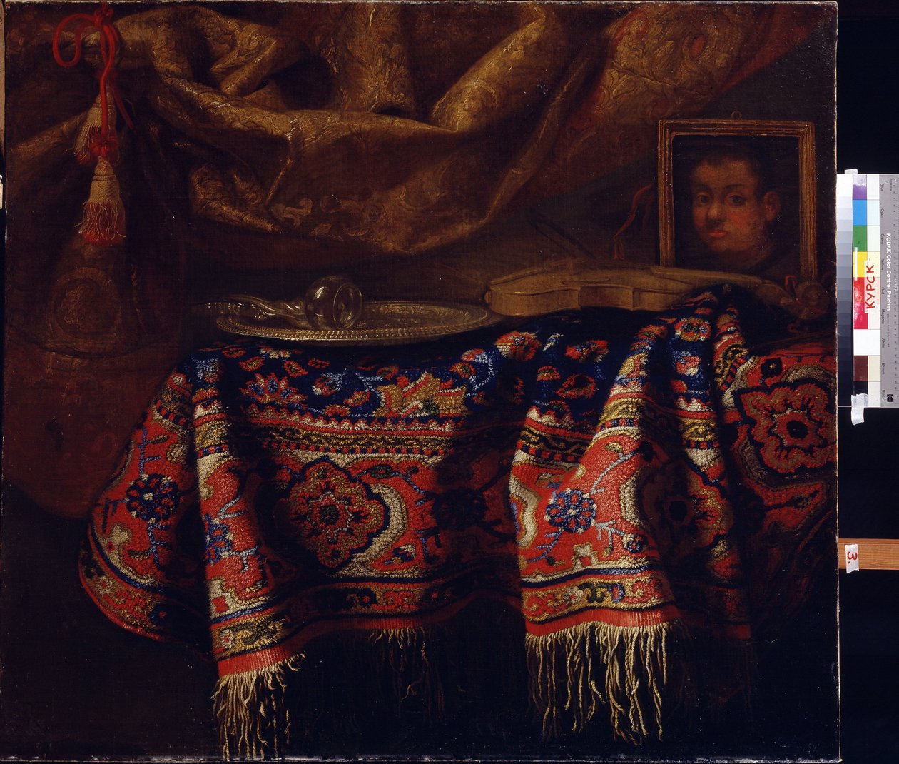 Stilleven met zelfportret door Francesco (b.1640) Fieravino