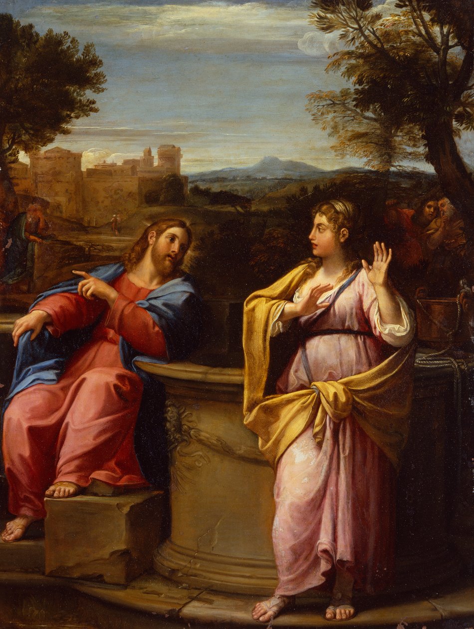 Christus en de vrouw van Samaria bij de bron door Francesco Albani
