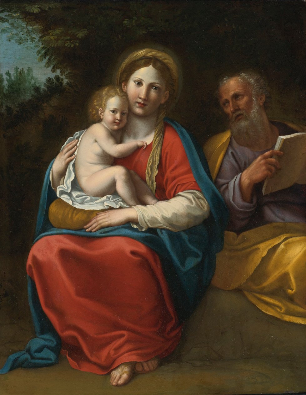 De Heilige Familie in een landschap door Francesco Albani