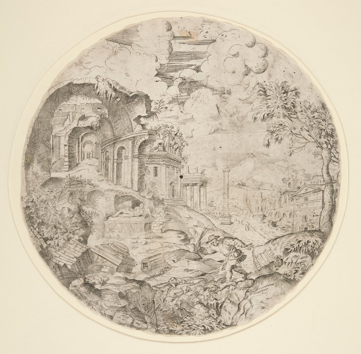Uitzicht op Rome met Ruïnes, Trajanus door Francesco Amato