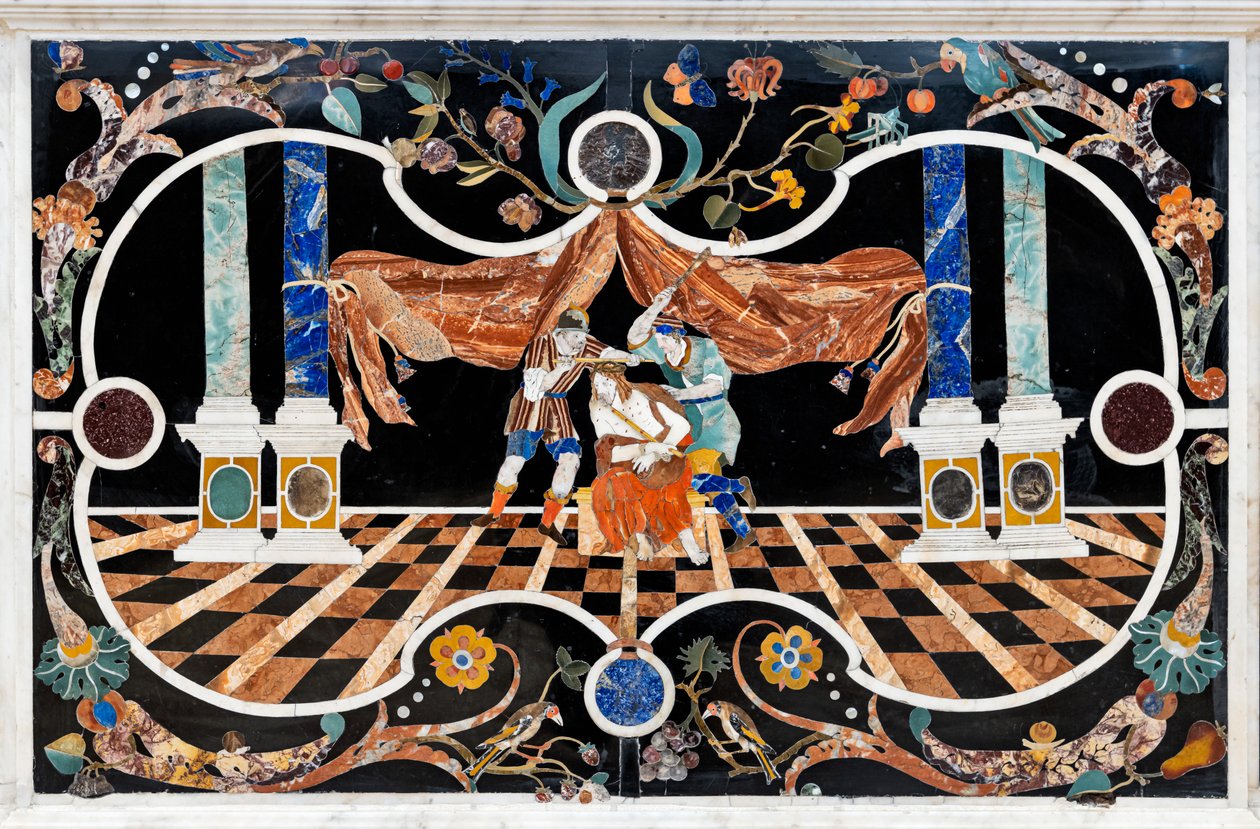 Het hoofdaltaar, uitgerust met twee tafels, bekroond door een grandioos marmeren tabernakel (detail) door Francesco Antonio Corbarelli