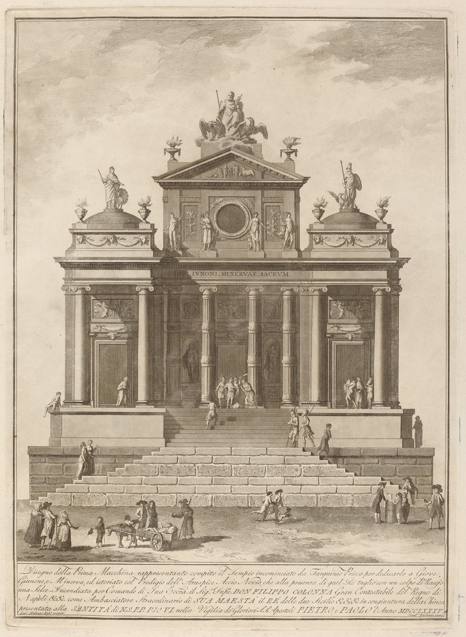 Een tempel gewijd aan Jupiter, Juno, en Minerva, voor het Chinea Festival door Francesco Barbazza