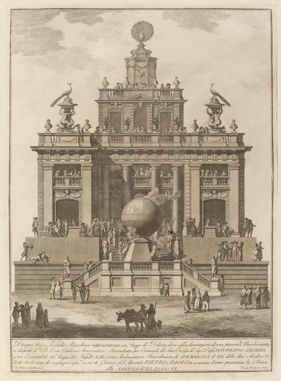 Een Plek van Genot met een Luchtballon, voor het "Chinea" Festival door Francesco Barbazza after Giuseppe Palazzi