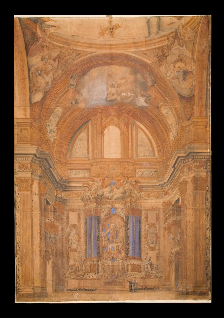Uitzicht op het interieur van de Gesu, Rome door Francesco Bartoli