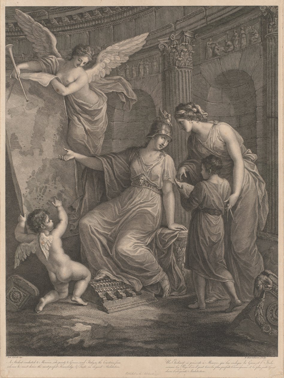 Een student wordt naar Minerva geleid door Francesco Bartolozzi