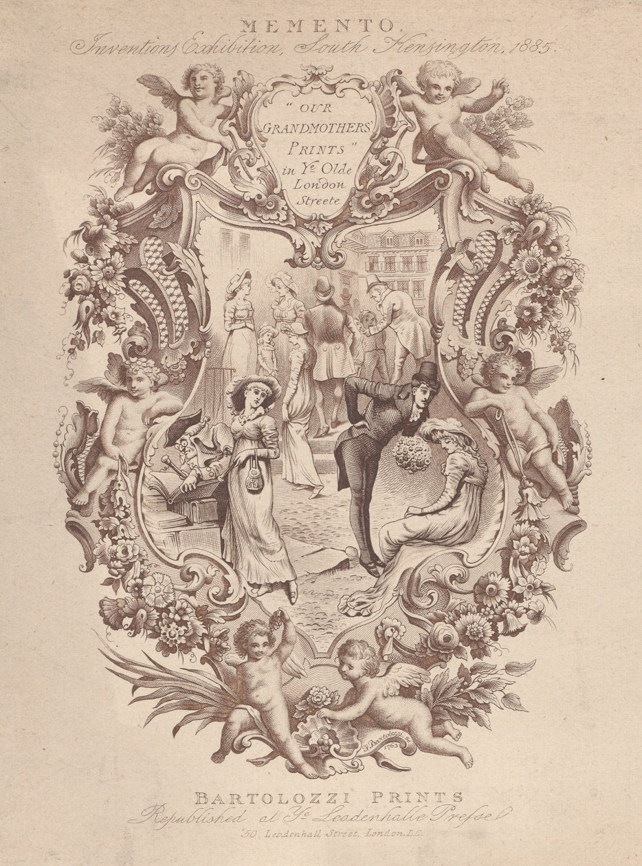 Advertentie voor Memento, Uitvindingen Tentoonstelling, South Kensington door Francesco Bartolozzi