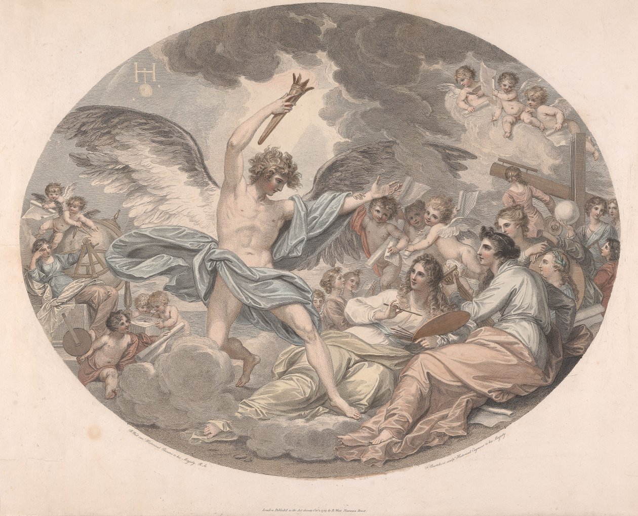 Apollo en de Muzen door Francesco Bartolozzi