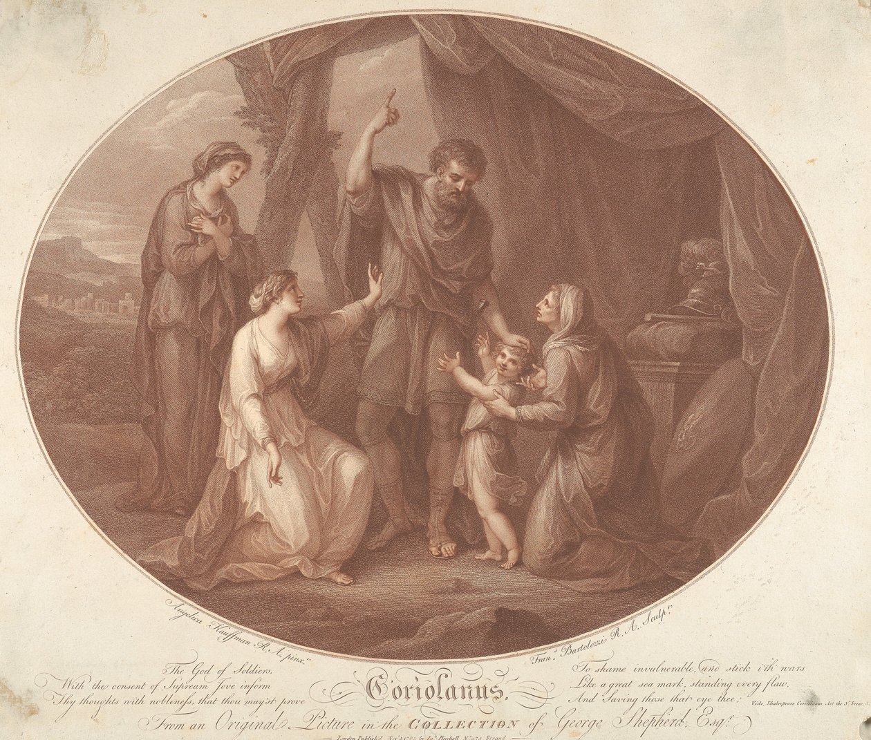 Coriolanus, 5e bedrijf, 3e scène door Francesco Bartolozzi