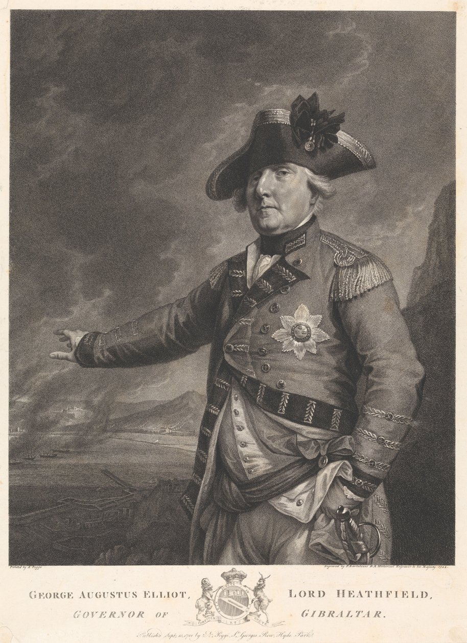 George Augustus Elliot, Lord Heathfield, gouverneur van Gibraltar door Francesco Bartolozzi