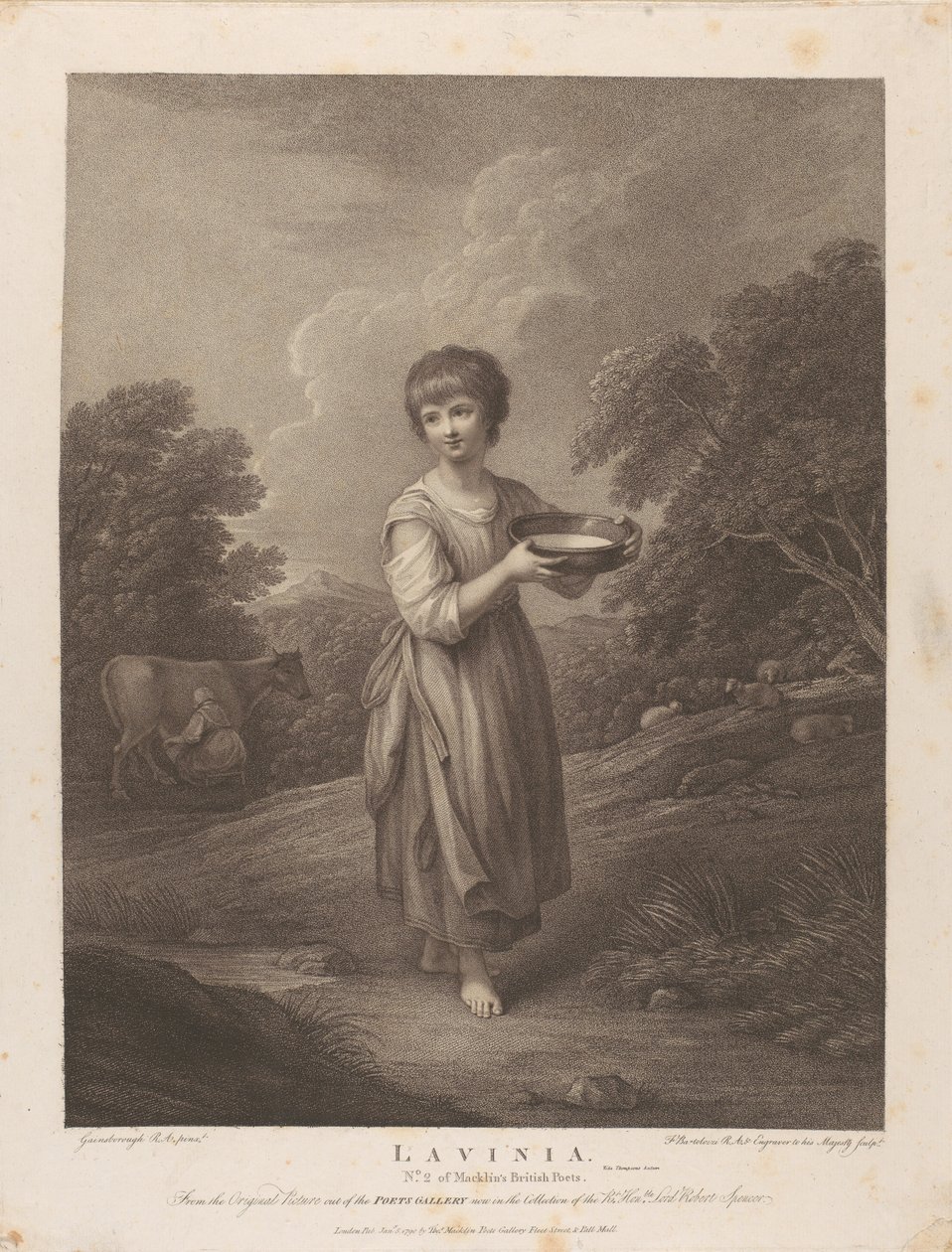 Lavinia, de melkmeisje door Francesco Bartolozzi