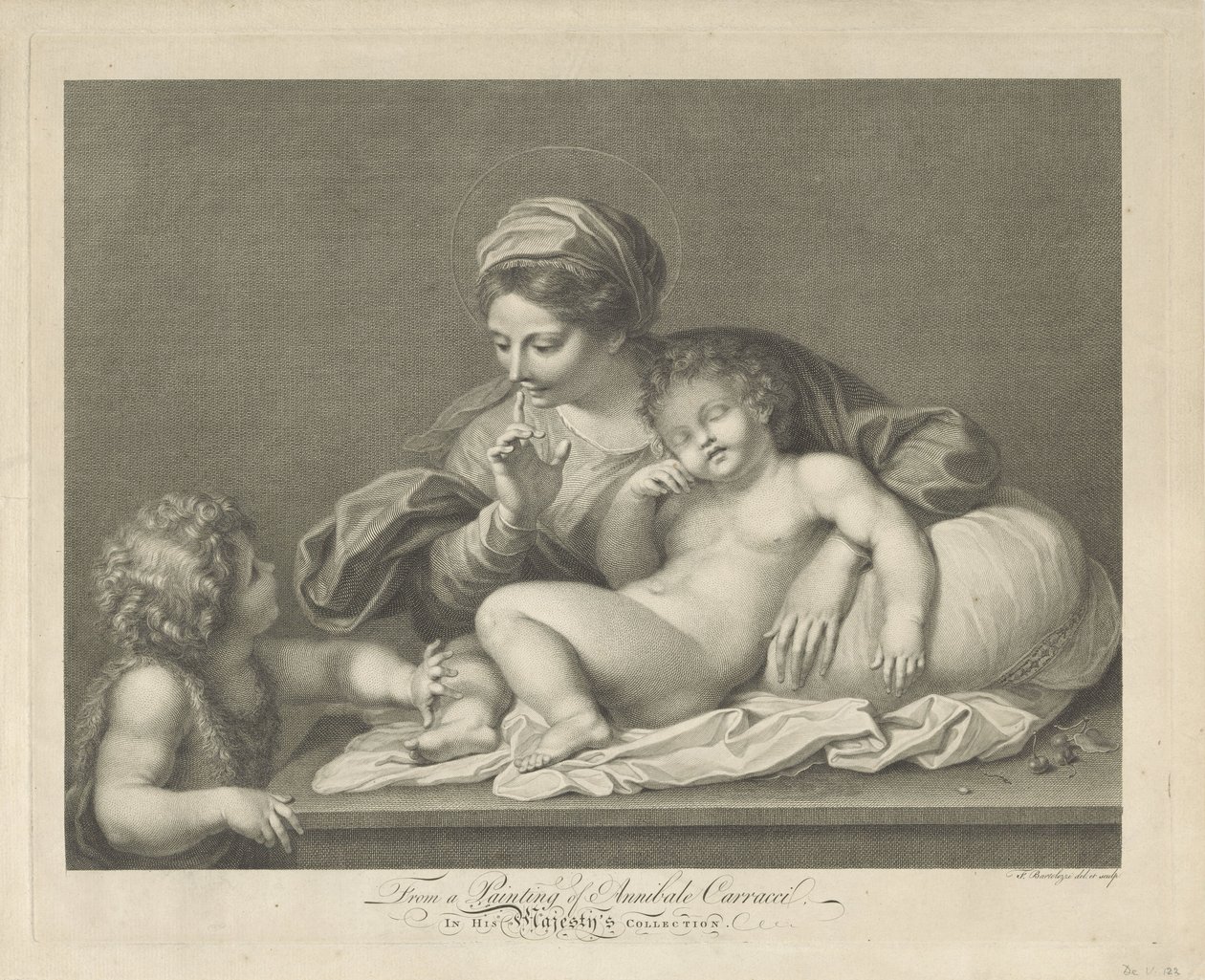 Maria met Kind en de jonge Johannes de Doper door Francesco Bartolozzi