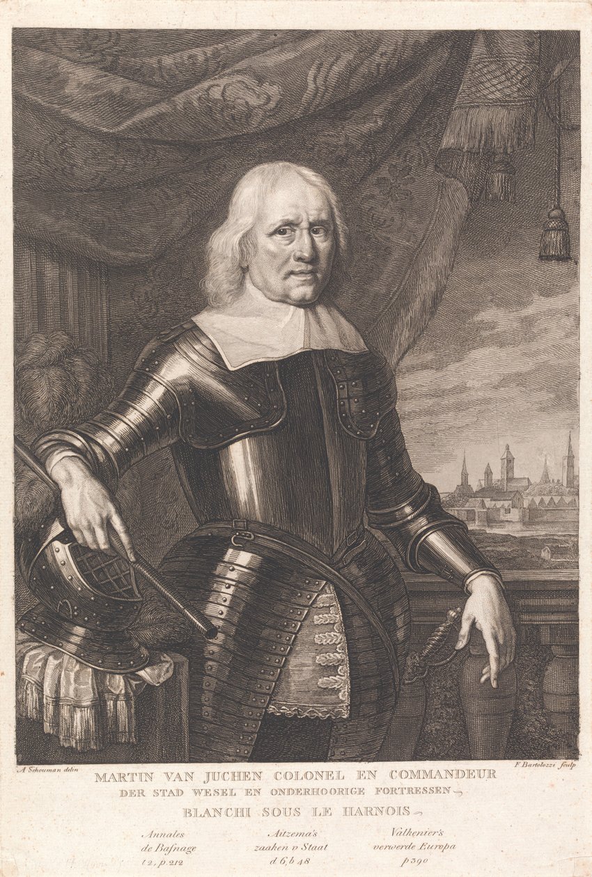 Martin Van Juchen, Colonel En Commandeur Der Stad Wesel En Onderhoorige Fotressen, Blanchi Sous Le Harnois door Francesco Bartolozzi