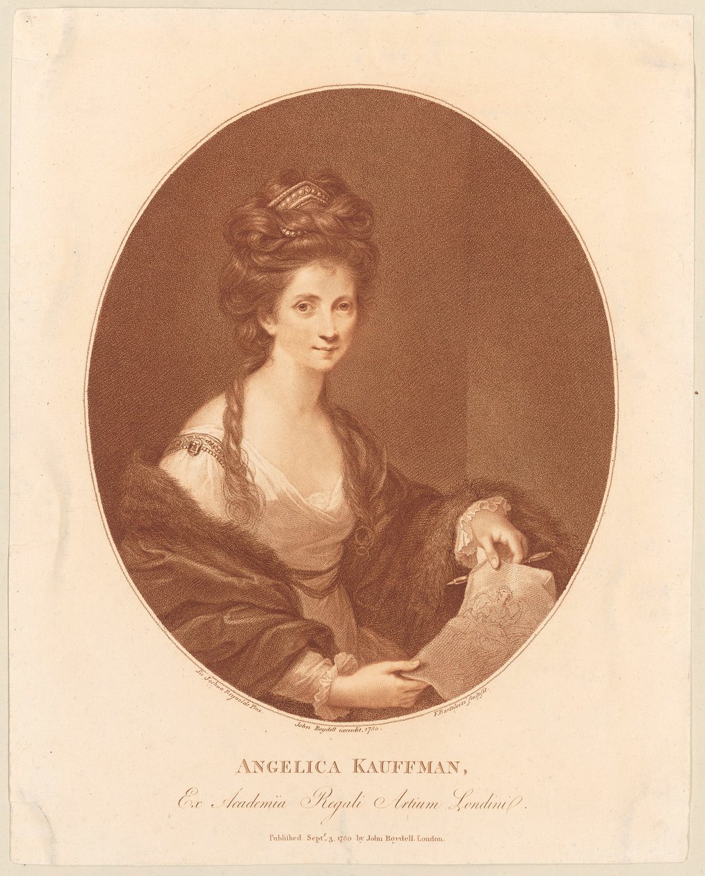 Porträt von Angelika Kauffmann door Francesco Bartolozzi