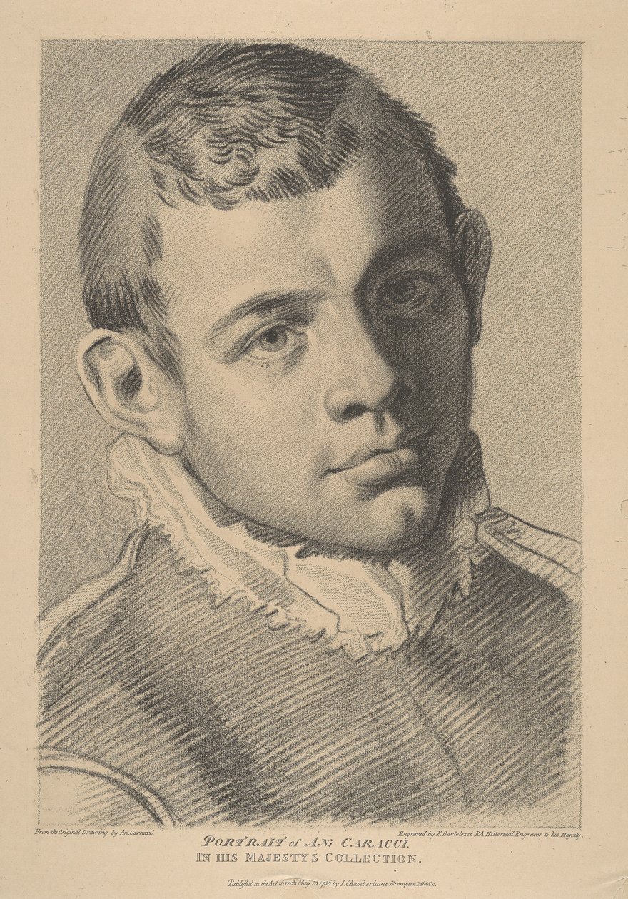 Portret van Annibale Carracci door Francesco Bartolozzi