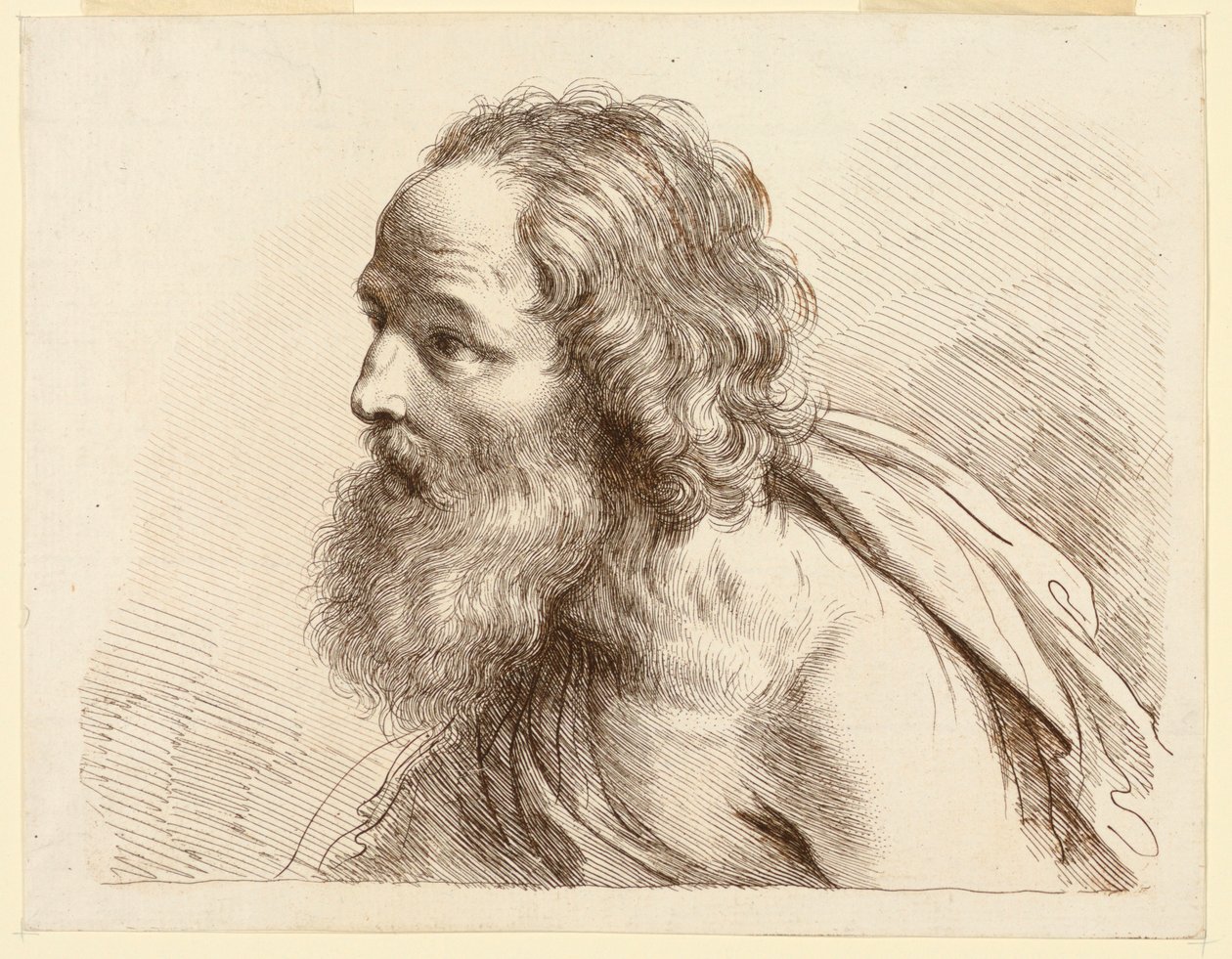 Portret van een Oude Man met een Baard, met Naakte Schouders door Francesco Bartolozzi