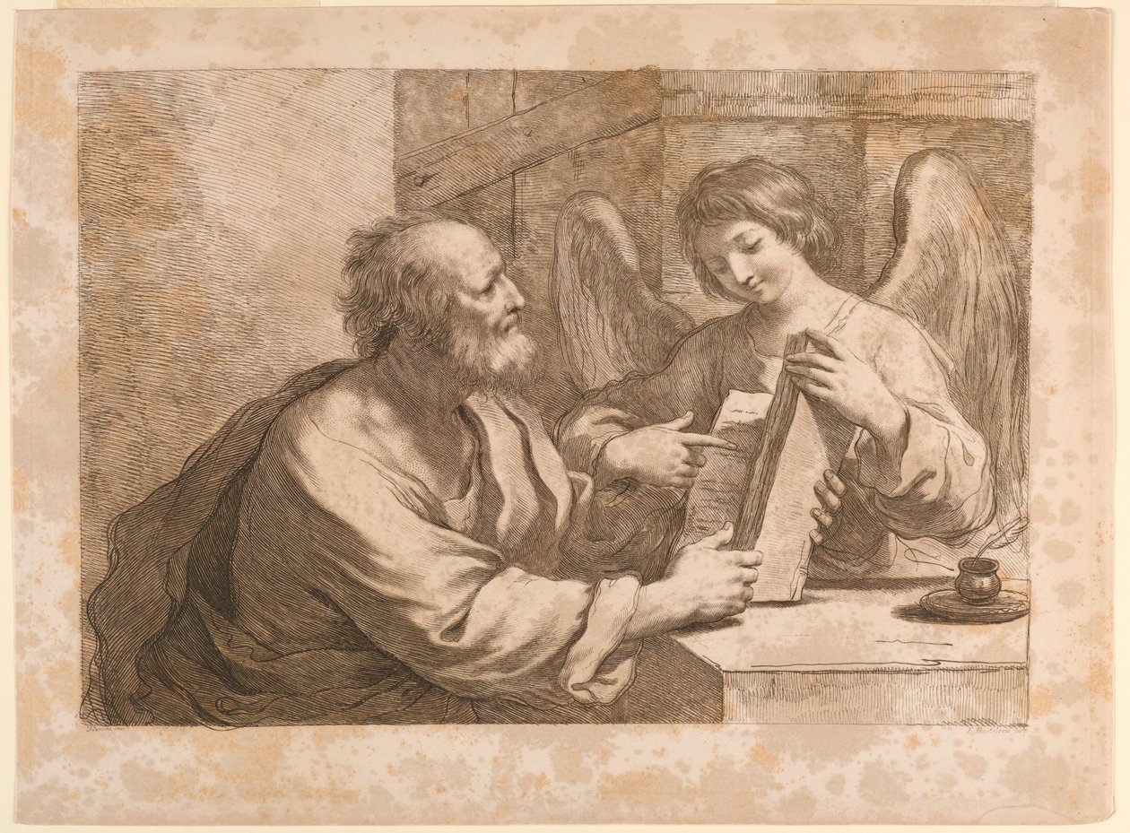 Sint Mattheüs met een Engel en Boek door Francesco Bartolozzi