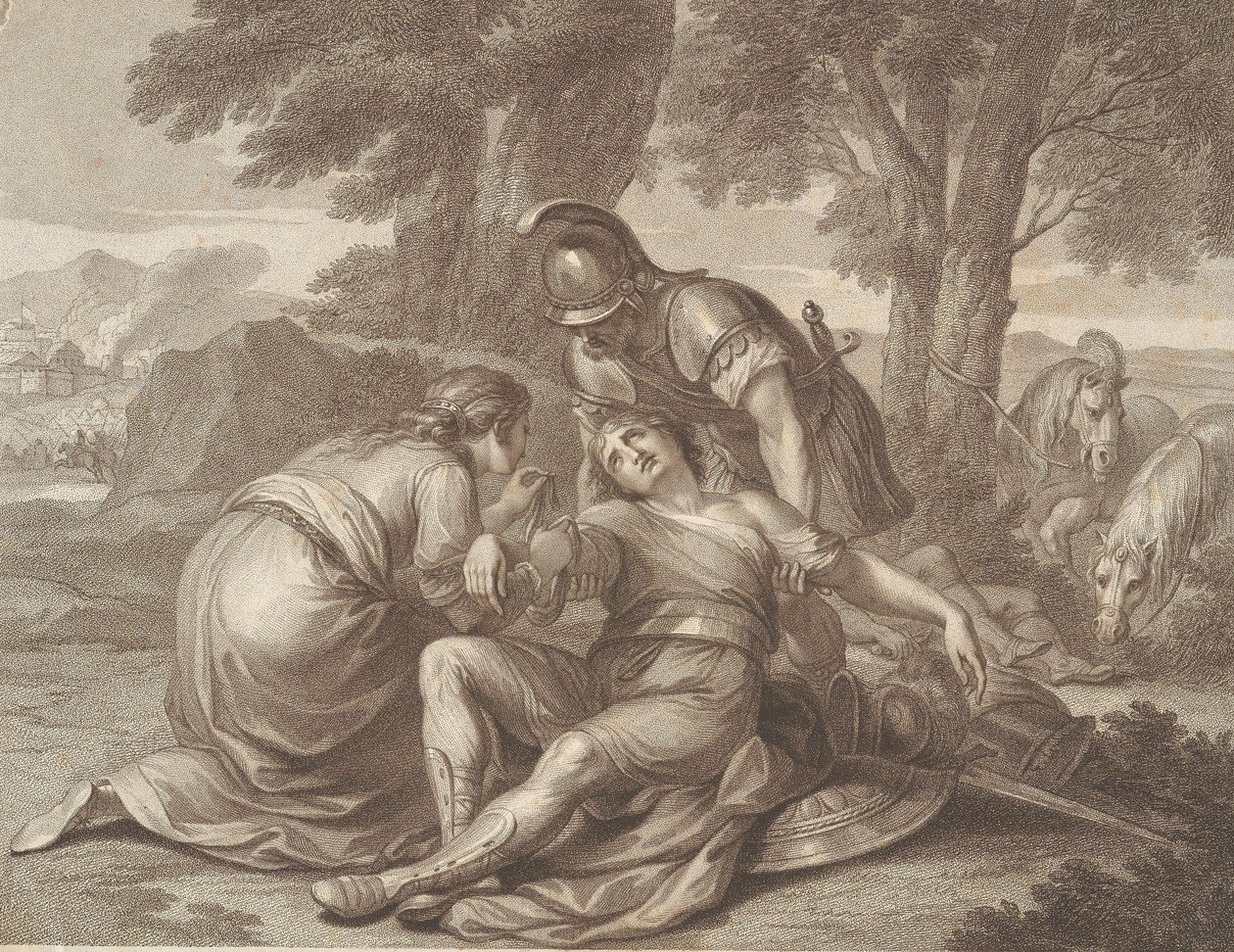 Tancred en Erminia door Francesco Bartolozzi