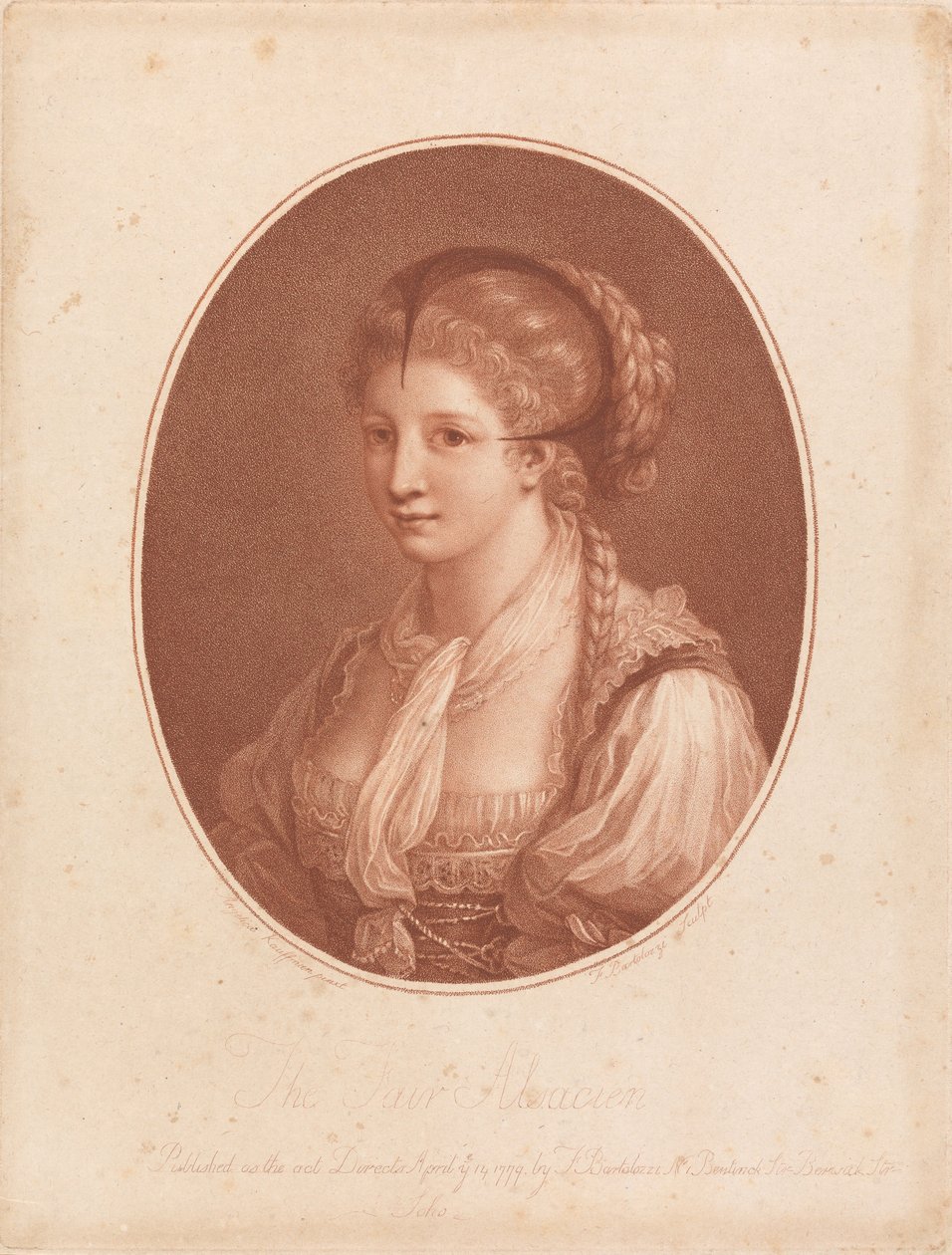 De schone Elzasserin door Francesco Bartolozzi