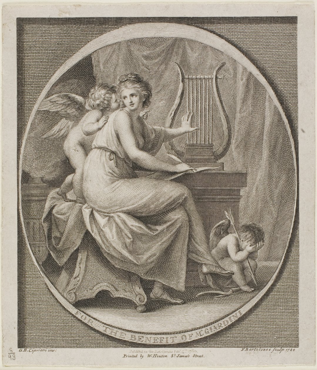 Ticket voor het voordeel van M. Gardini door Francesco Bartolozzi