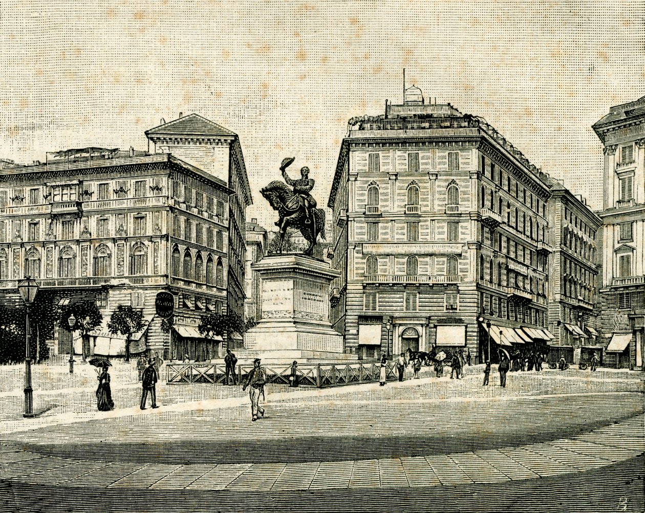 Monument voor Victor Emmanuel II, door Francesco Barzaghi, Piazza Corvetto, Genua, Ligurië, Italië door Francesco Barzaghi
