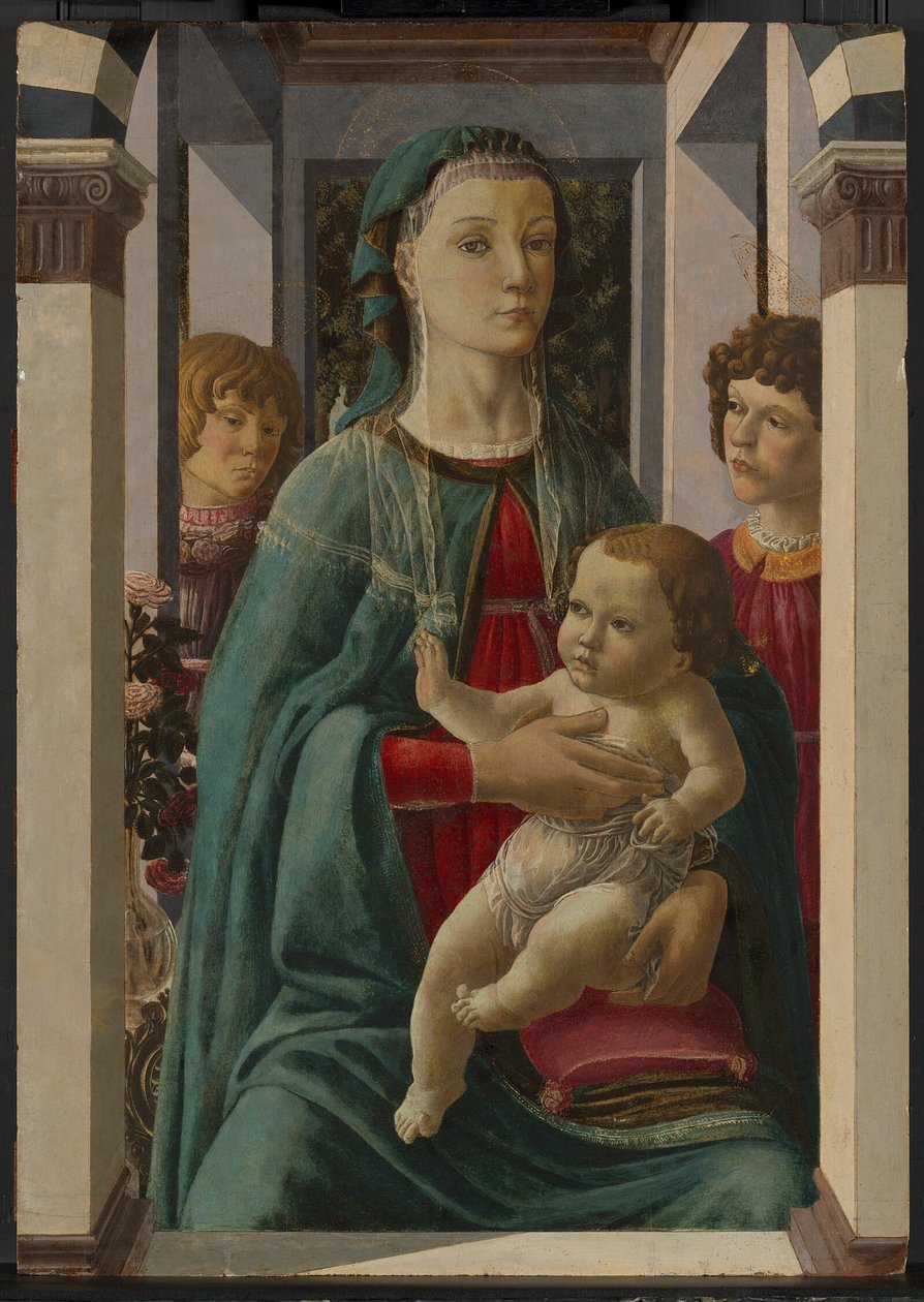Maagd en kind met twee engelen door Francesco Botticini
