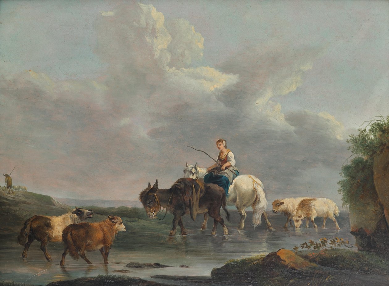 Herderin bij de beek door Francesco Casanova