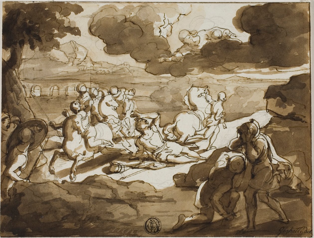 Bekering van Paulus door Francesco Coghetti
