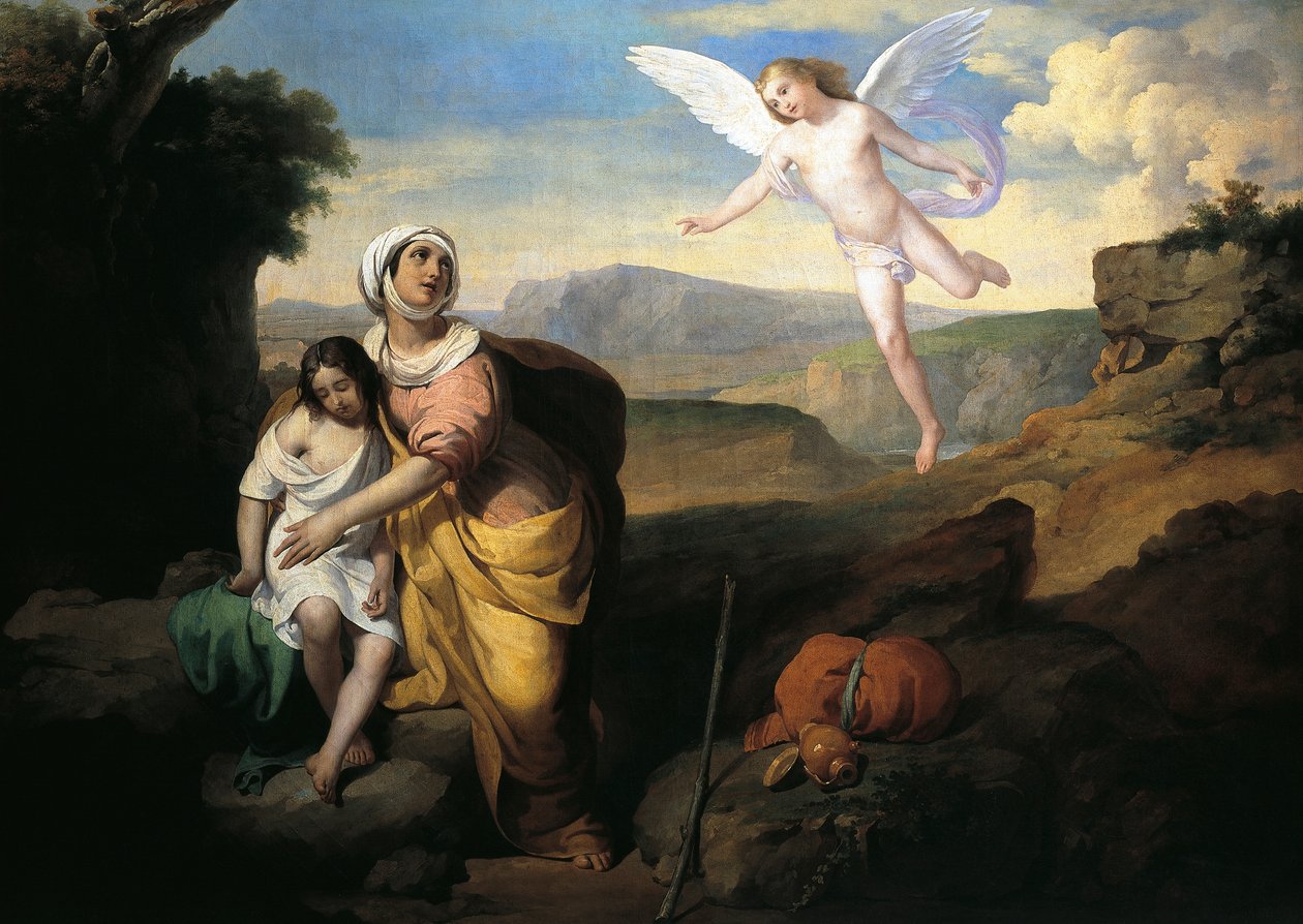 Hagar en Ismaël bezocht door een engel door Francesco Coghetti