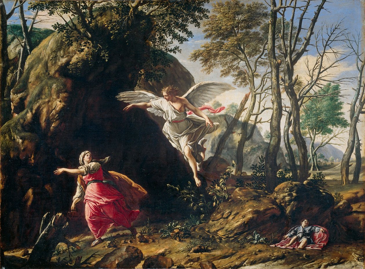 Dutch: Hagar en Ismaël in de woestijn Hagar and Ishmael in the Desert door Francesco Cozza