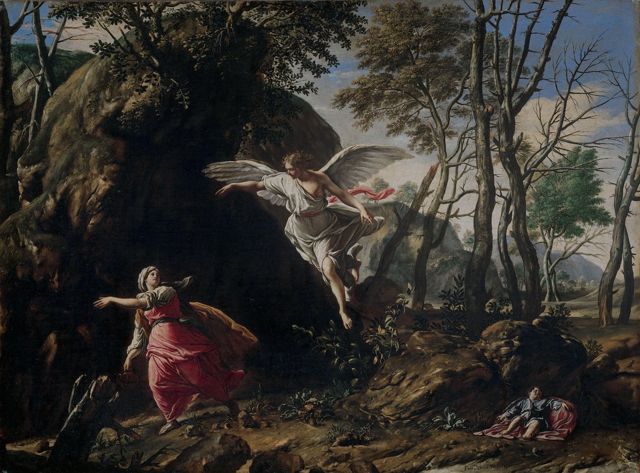 Hagar en Ismaël in de wildernis door Francesco Cozza