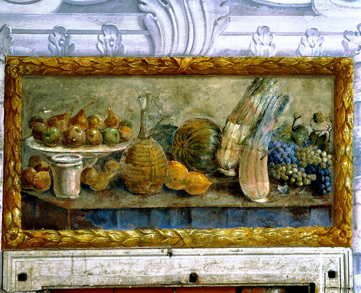 Stilleven met distels (fresco) door Francesco Ferrari
