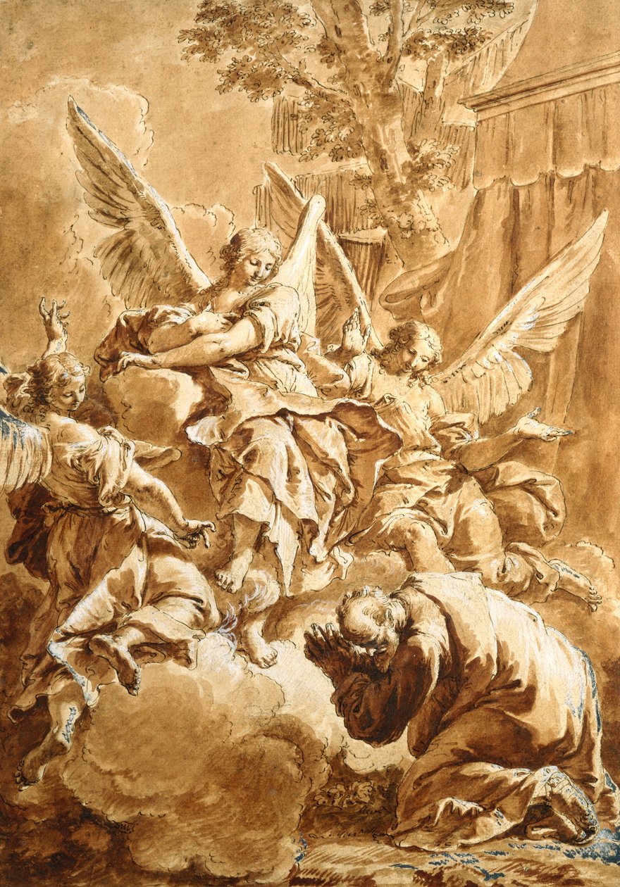 Abraham en de Drie Engelen, ca. 1750 door Francesco Fontebasso