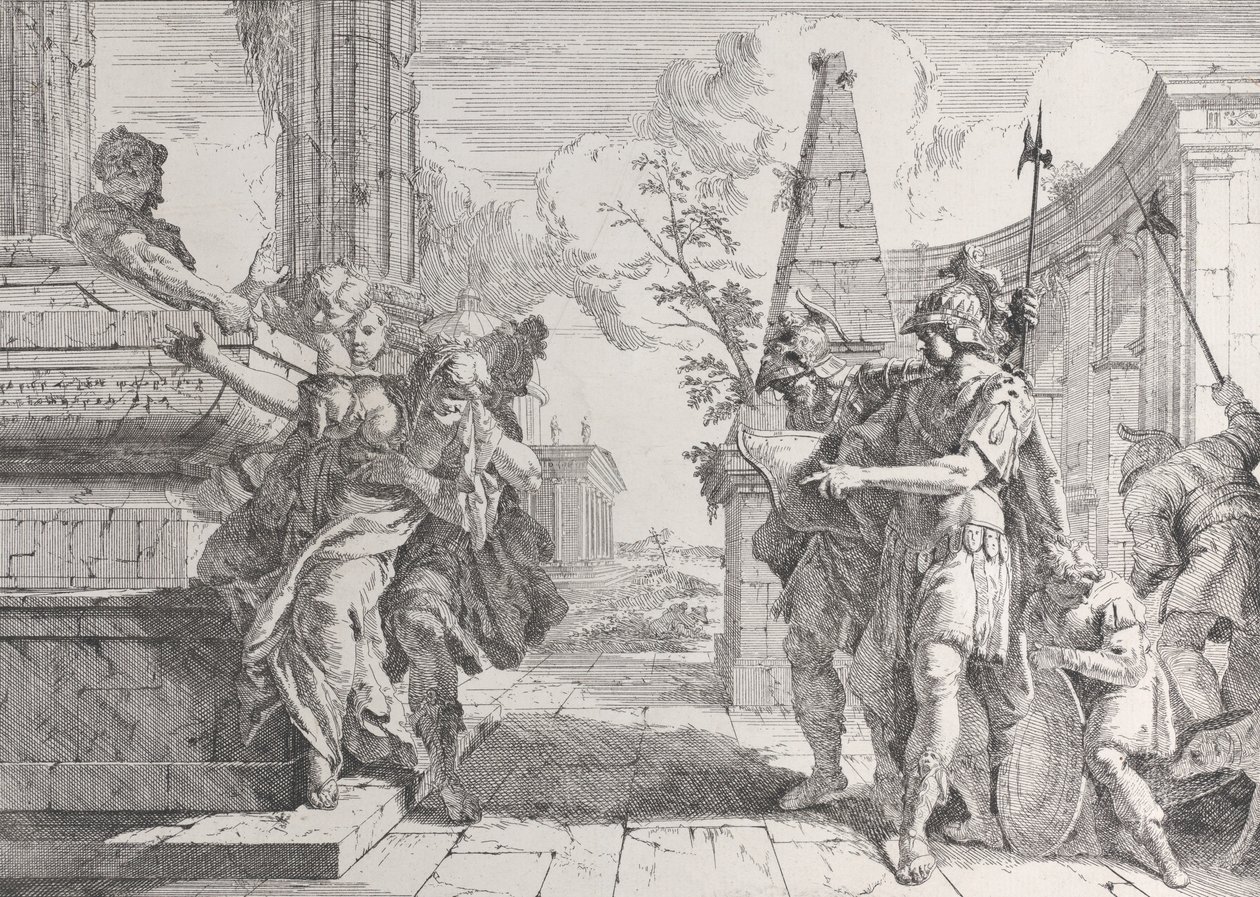 Het offer van Polyxena, uit Bacchanalen en Geschiedenissen, 1744 door Francesco Fontebasso