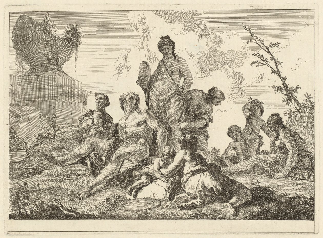 Venus en Vulcanus met drie nimfen en drie cupido