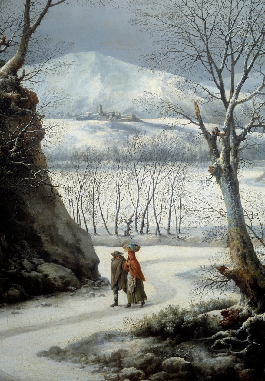 Koppel op de weg midden in de winter door Francesco Foschi