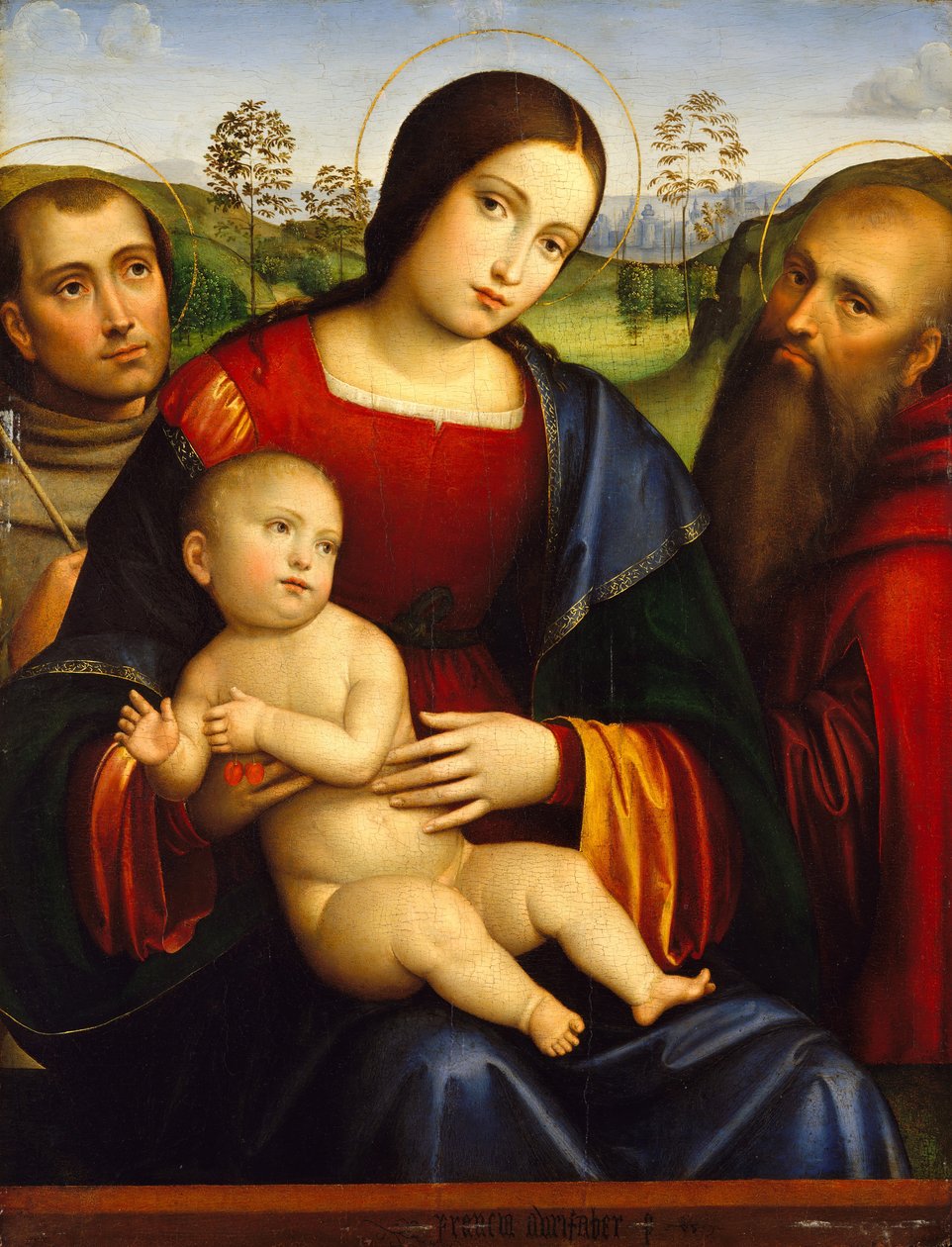 Madonna en Kind met heiligen Franciscus en Hiëronymus, ca. 1512-15 door Francesco Francia