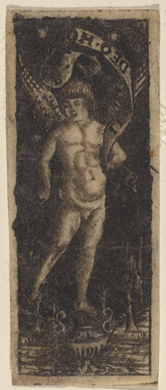 Cherub op een Vaas met Inscriptie: 