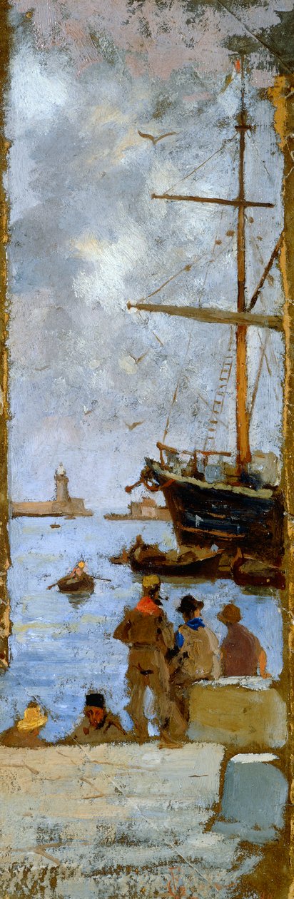 Uitzicht op de haven van Livorno door Francesco Gioli