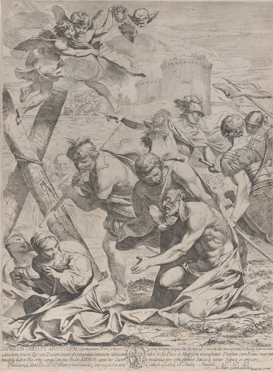 Sint Andreas biddend voor een kruisbeeld, 1640-70 door Francesco Giovani