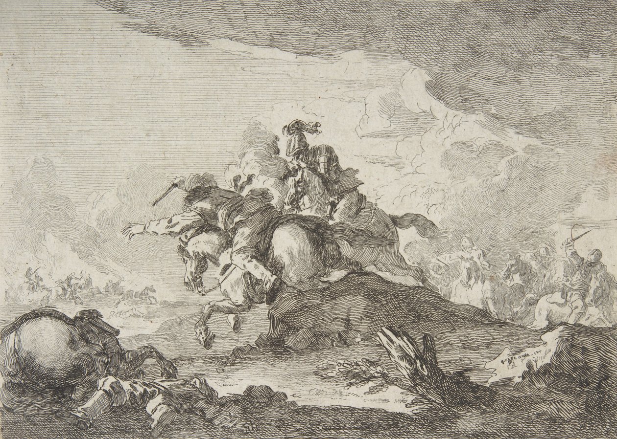 Cavaleriecharge, midden tot laat 18e eeuw door Francesco Giuseppe Casanova