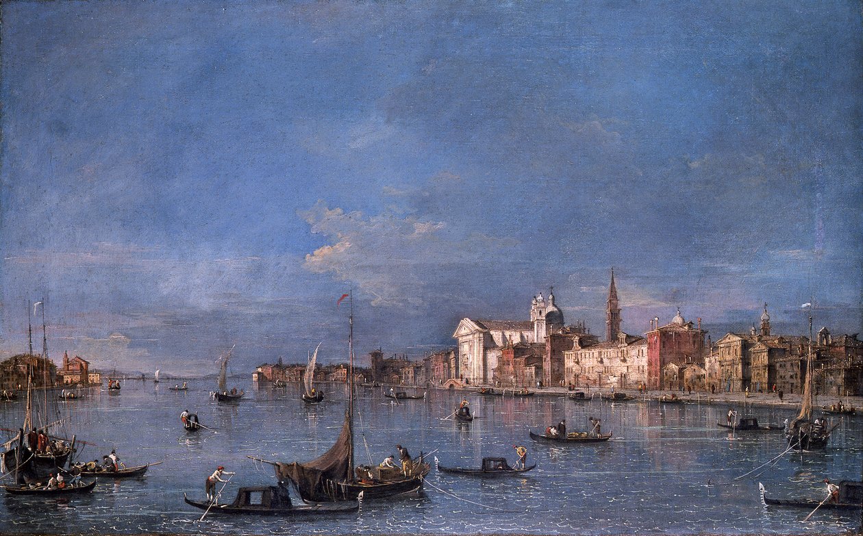 Gezicht op het Giudeccakanaal naar het noordwesten met de Zattere door Francesco Guardi