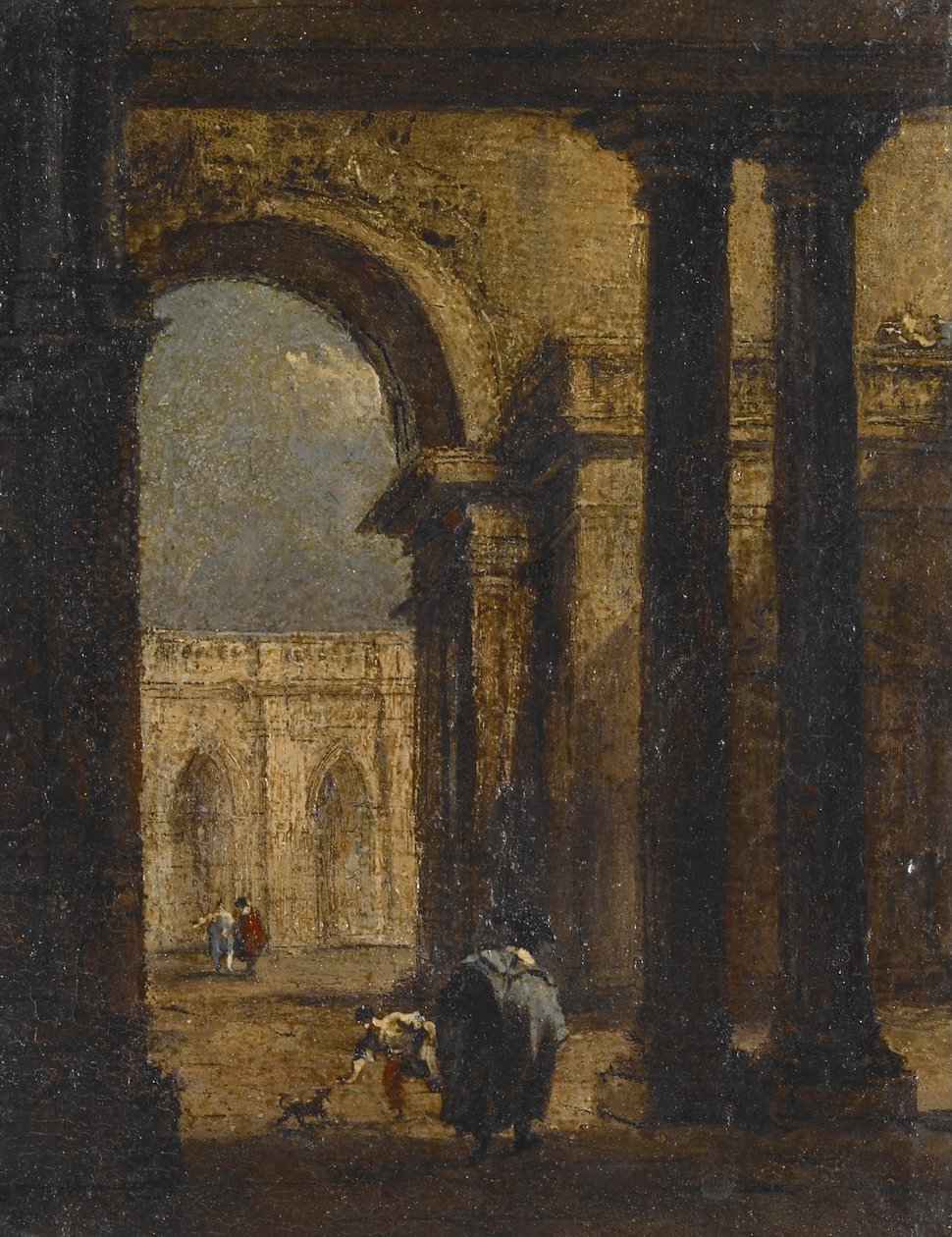 Capriccio: een paleishof door Francesco Guardi