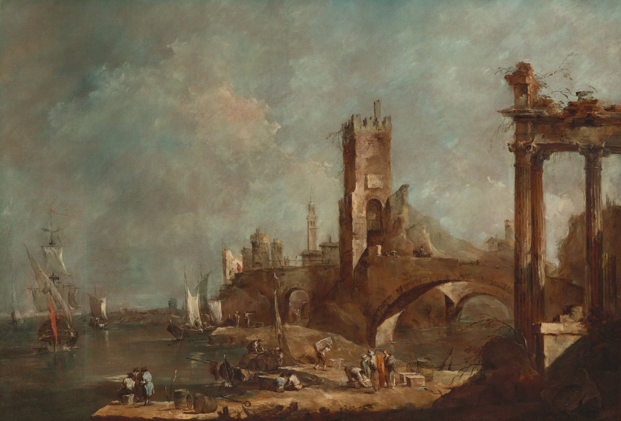 Capriccio van een haven door Francesco Guardi