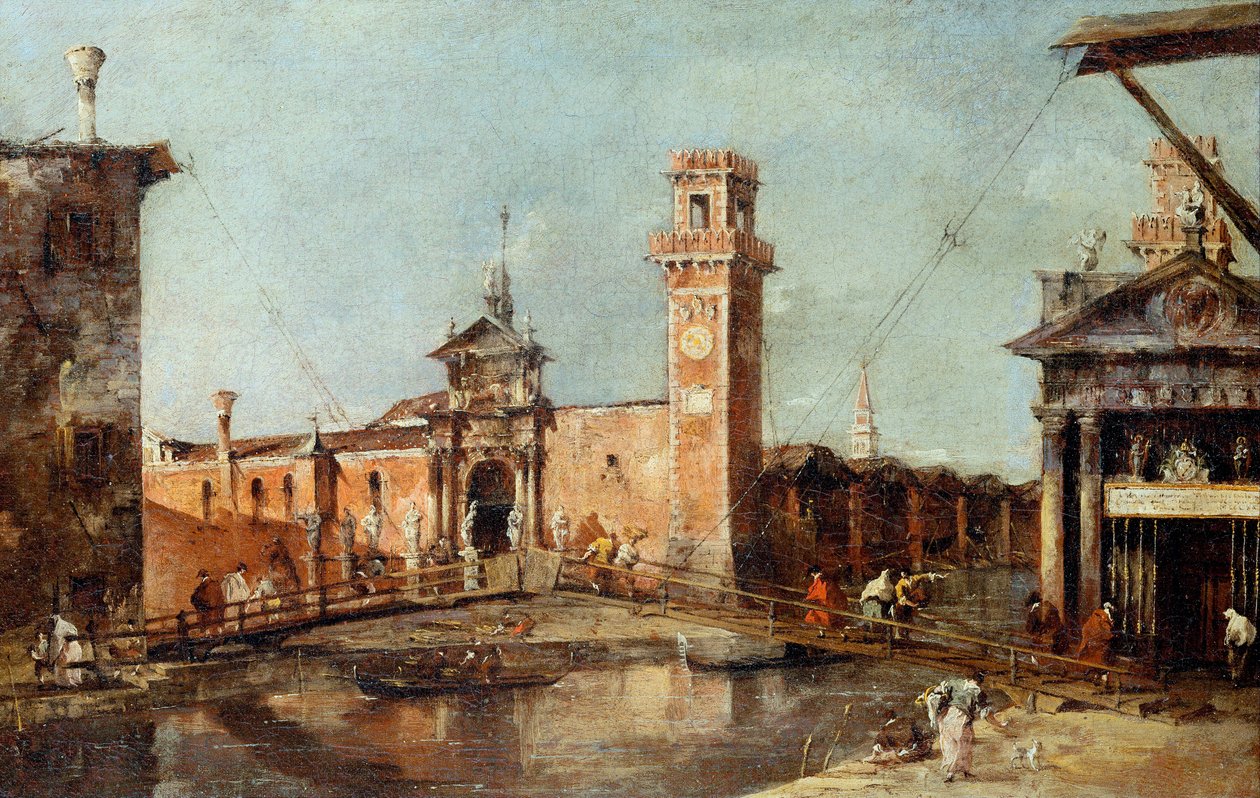 De ingang van het arsenaal in Venetië door Francesco Guardi