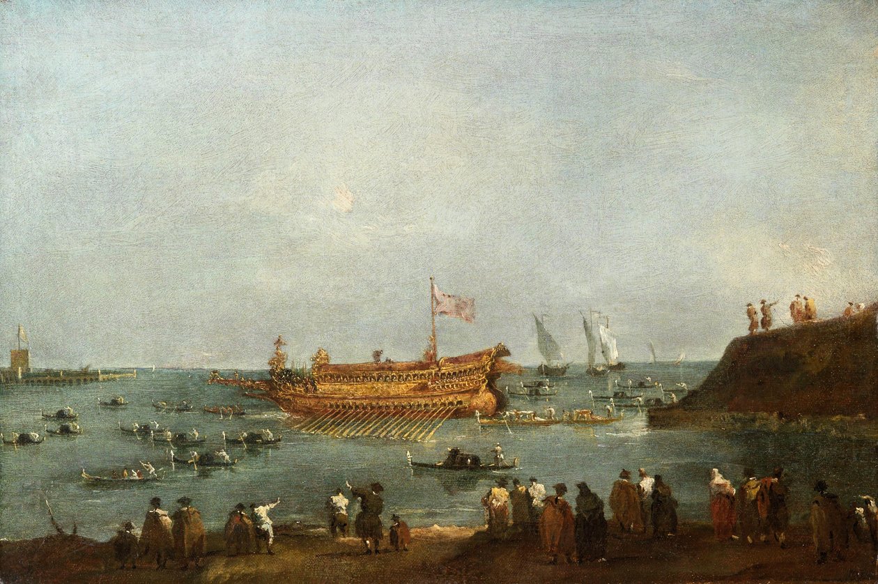 De doge huwt met de Adriatische Zee door Francesco Guardi