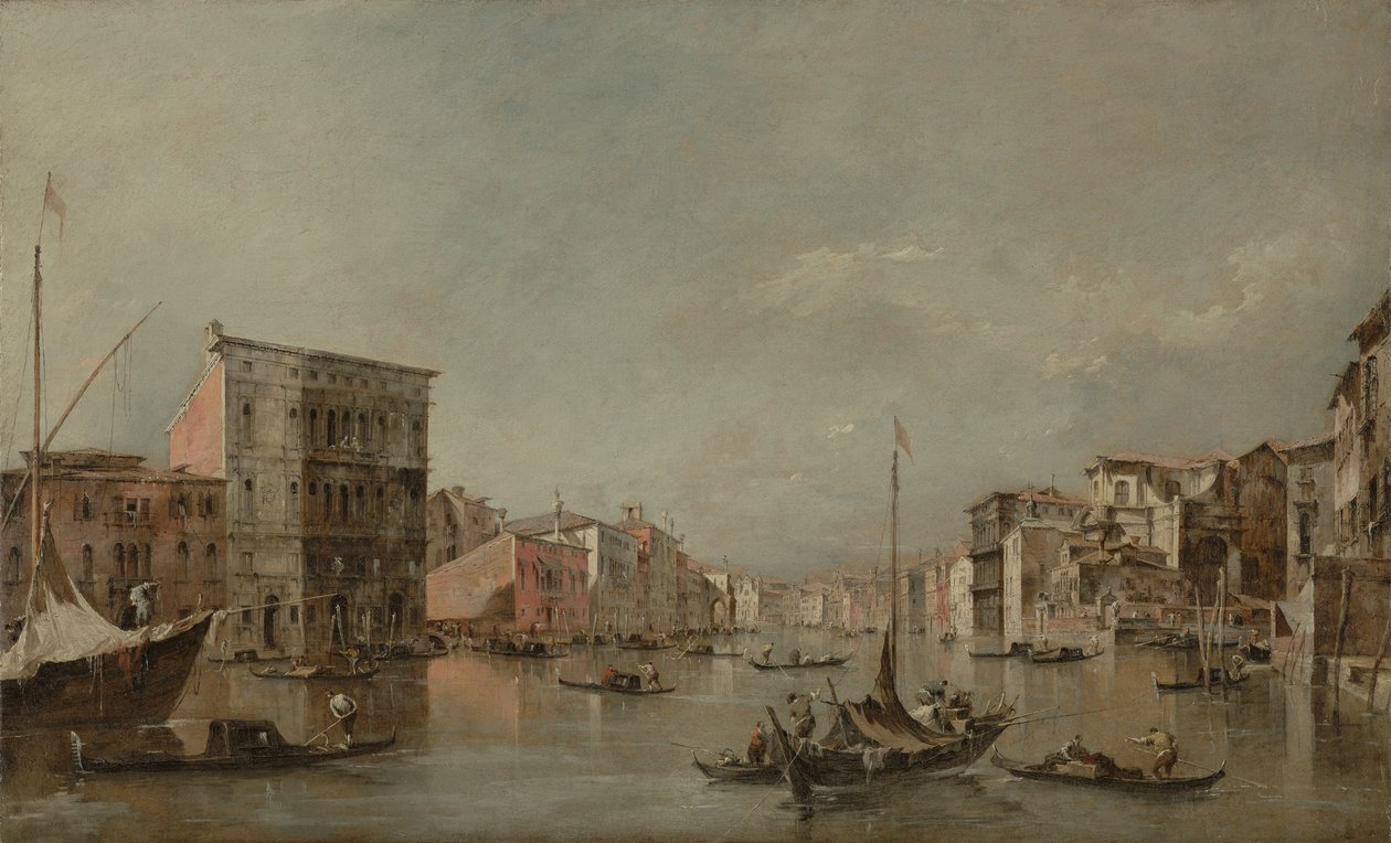 Het Grote Kanaal in Venetië met Palazzo Bembo, ca. 1768 door Francesco Guardi