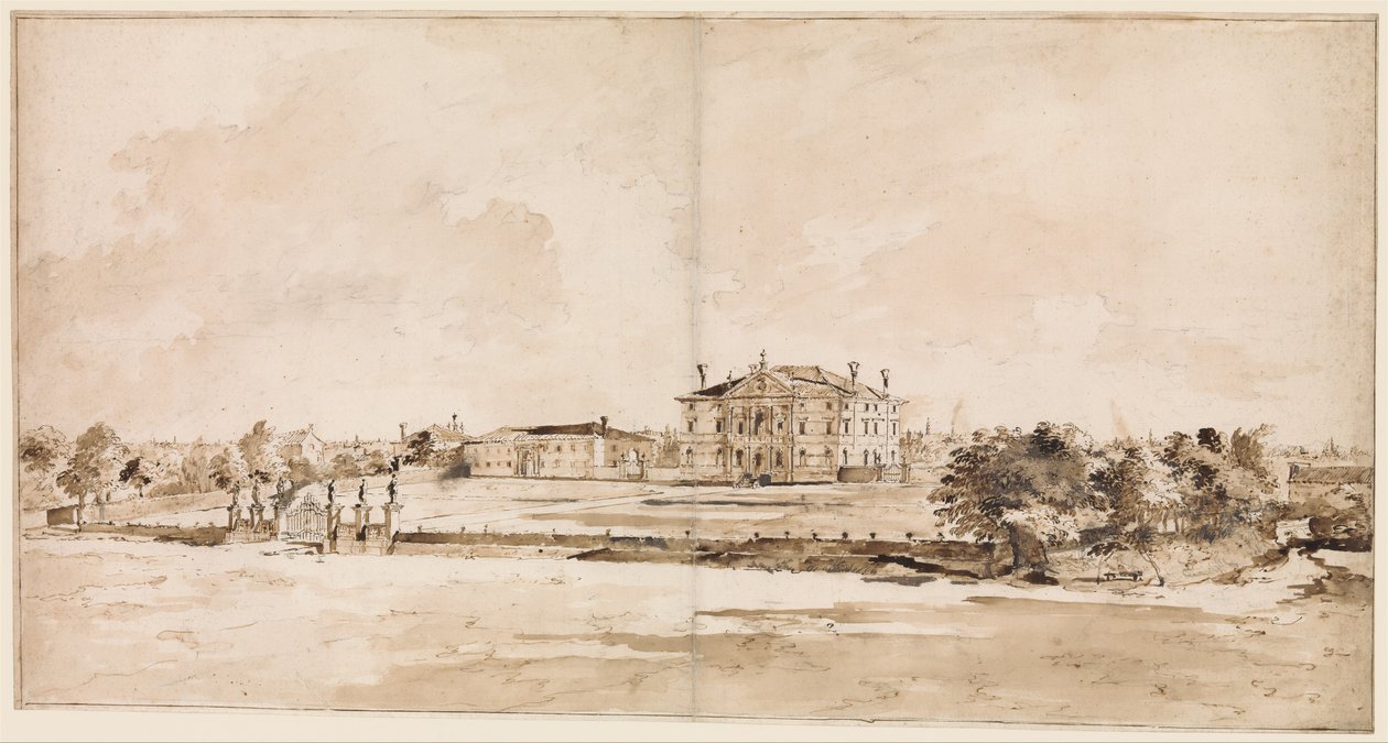 De Villa Loredan, nabij Treviso door Francesco Guardi