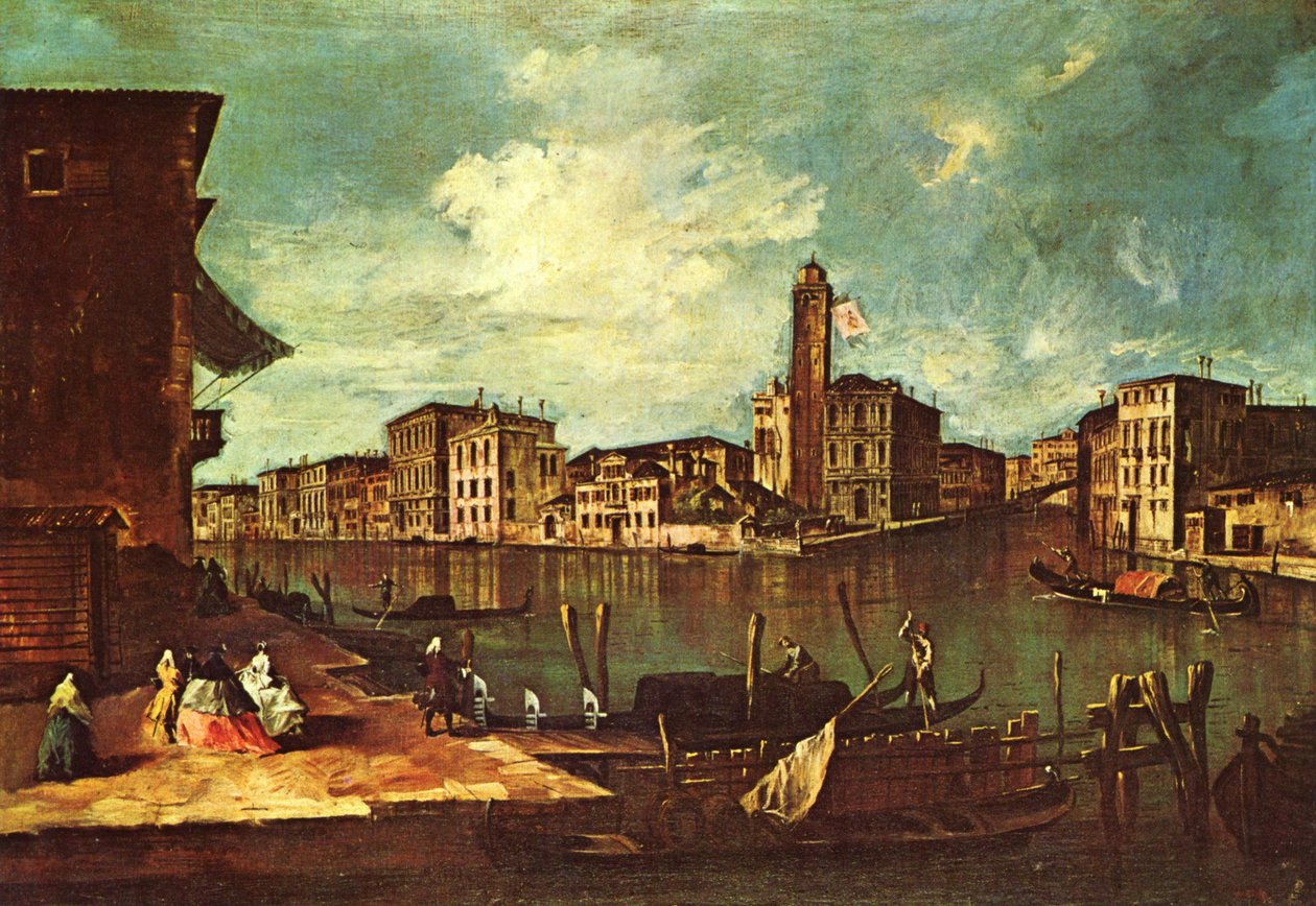 Venetië, Het Canal Grande met San Geremia, Palazzo Labia en de ingang van Cannaregio door Francesco Guardi