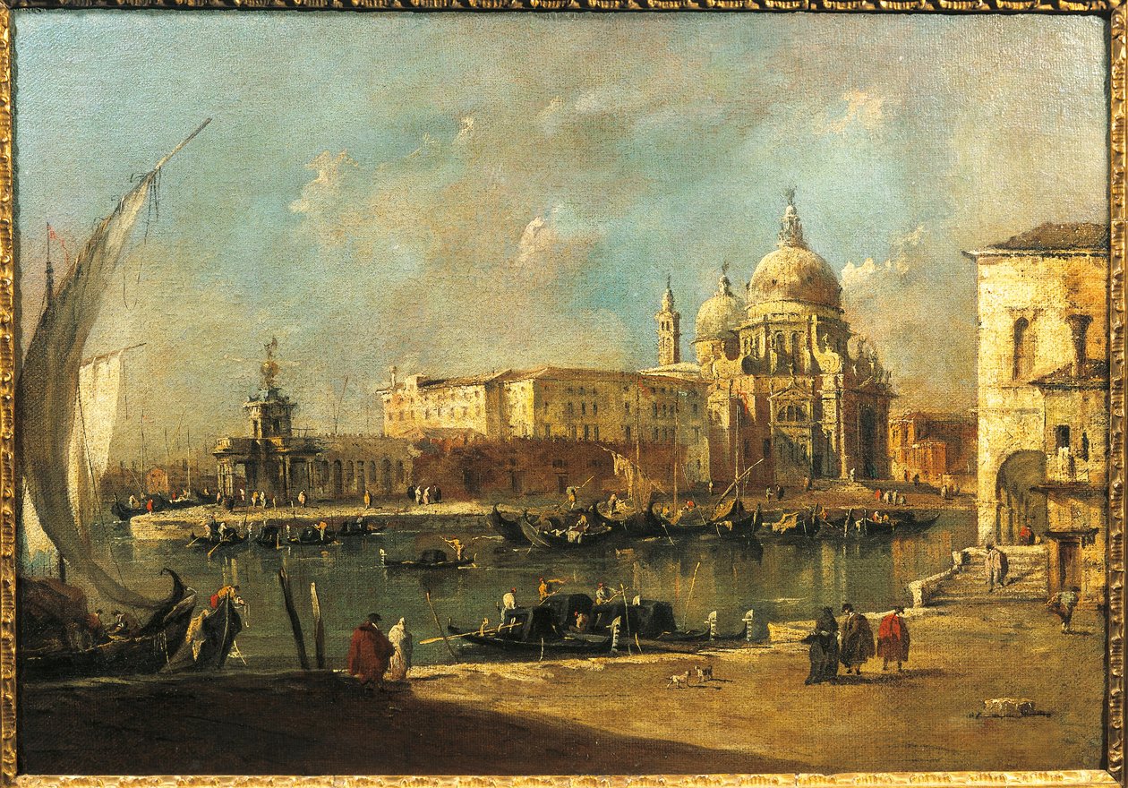 Uitzicht op de Dogana en Santa Maria della Salute, Venetië door Francesco Guardi