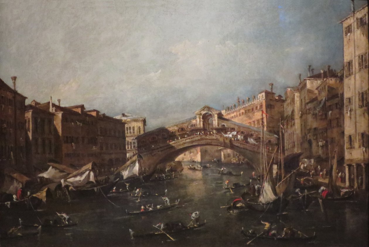 Uitzicht op de Rialto, Venetië, vanaf het Canal Grande door Francesco Guardi
